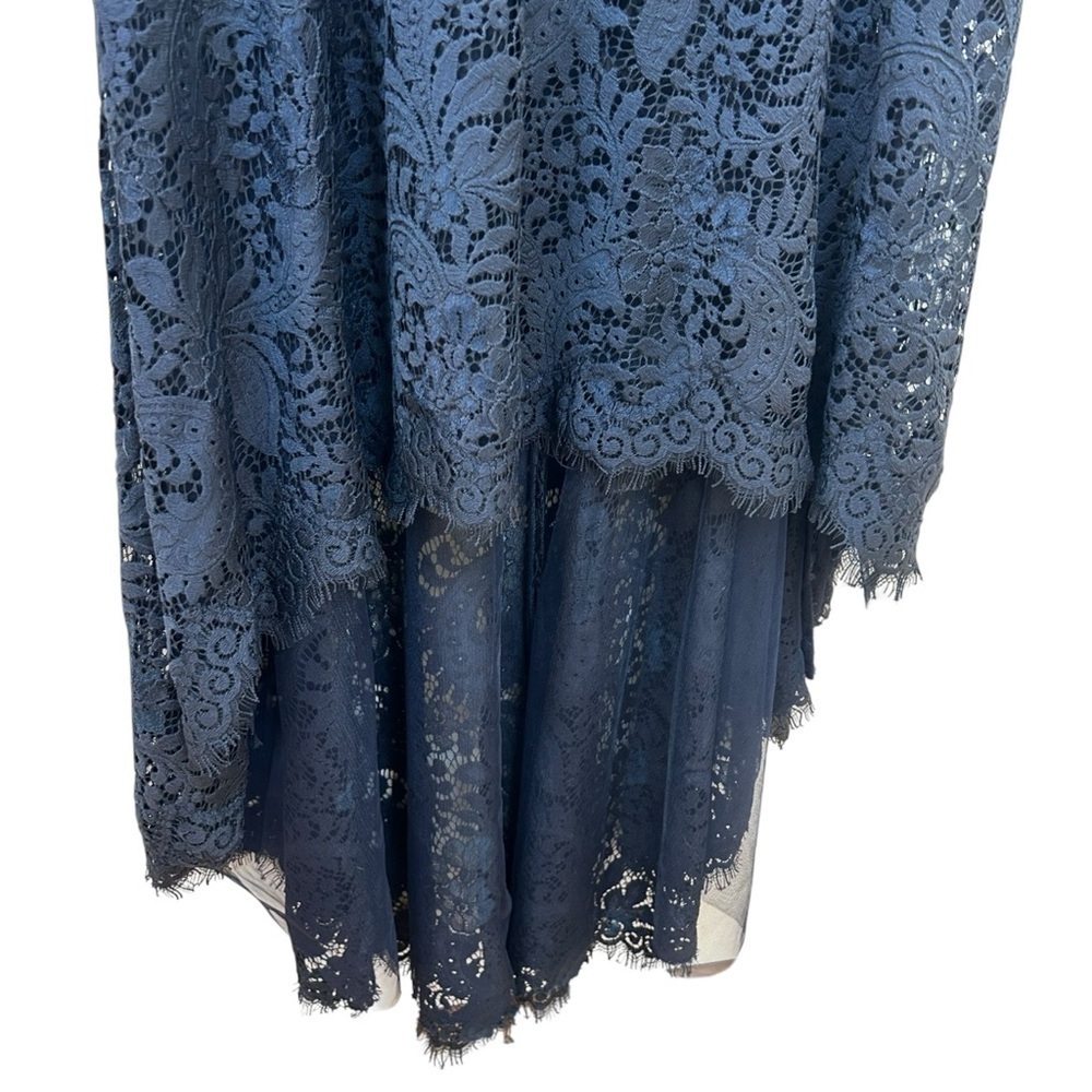 Theia - Women’s Lace, High-Low Mermaid Maxi Gown, Evening - Navy Blue, Size 0 - Picture 17 of 17